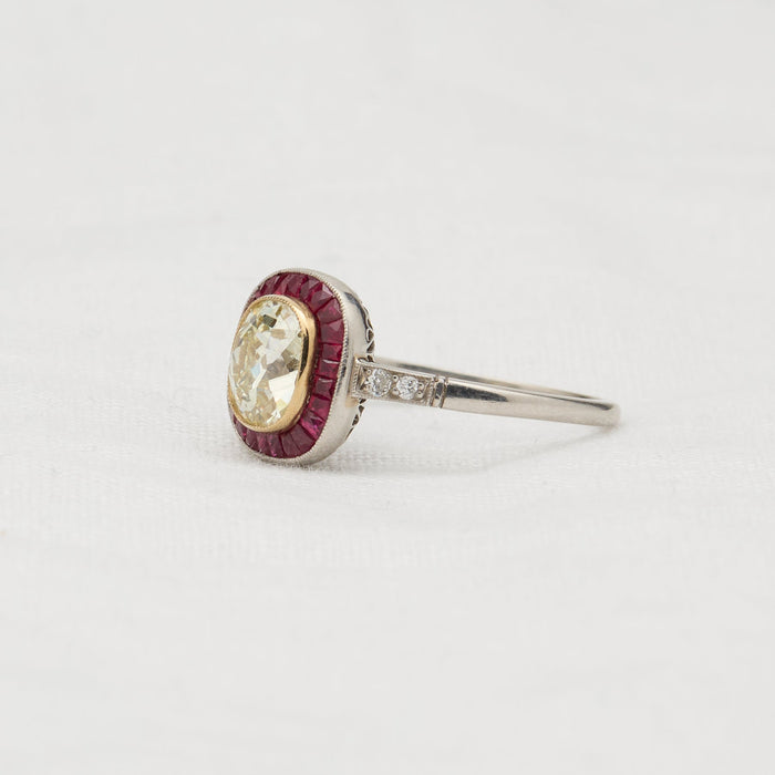 Cushion Diamond and Ruby Ring - McTeigue Since 1895