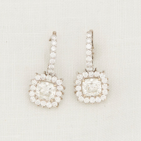 Cushion Diamond Drop Earrings - McTeigue Since 1895