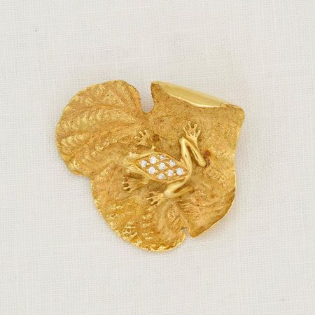 Diamond and Yellow Gold Frog Pin - McTeigue Since 1895