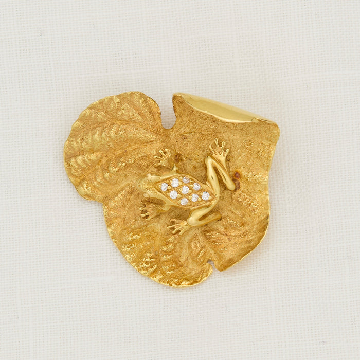 Diamond and Yellow Gold Frog Pin - McTeigue Since 1895