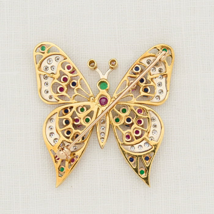 Diamond Colorful YG butterfly Pin - McTeigue Since 1895