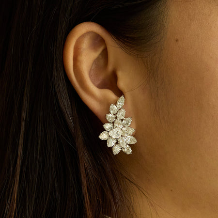 Diamond Leaf Cluster Earrings - McTeigue Since 1895