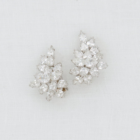 Diamond Leaf Cluster Earrings - McTeigue Since 1895