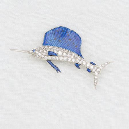 Diamond Sailfish Brooch - McTeigue Since 1895