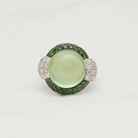 Green Moonstone and Diamond Ring - McTeigue Since 1895