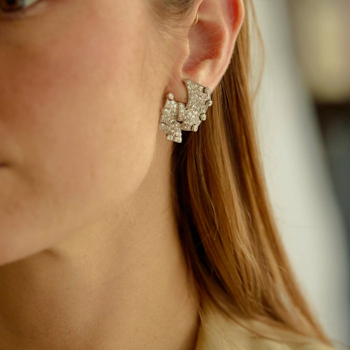 Lacloche Diamond and Platinum Earrings - McTeigue Since 1895