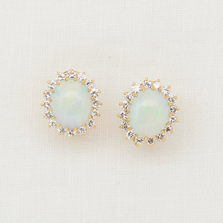 Opal and Diamond Stud Earrings - McTeigue Since 1895