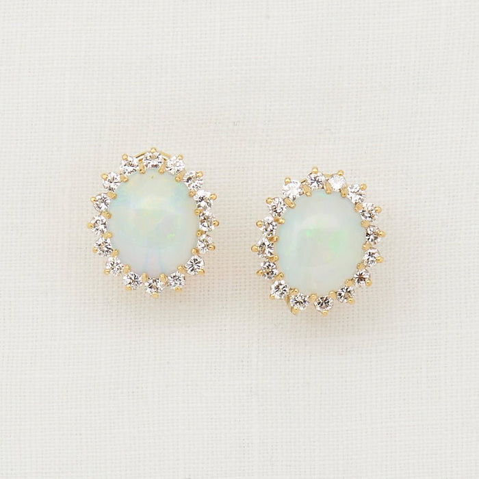 Opal and Diamond Stud Earrings - McTeigue Since 1895