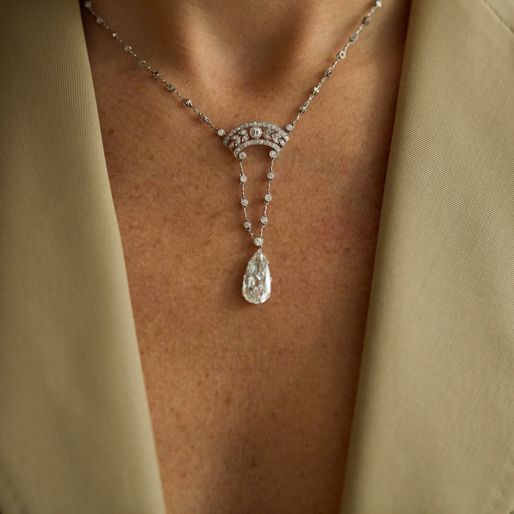 Pear Shaped Diamond Victorian Necklace - McTeigue Since 1895