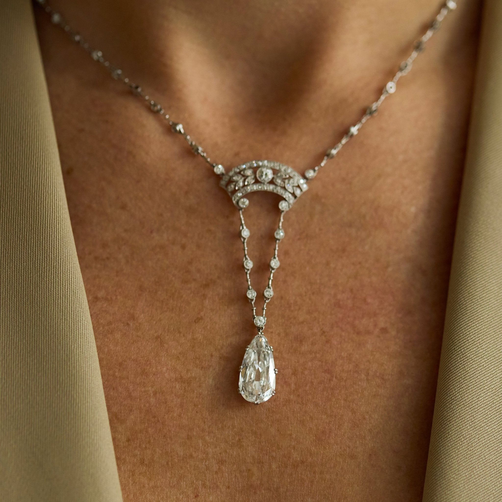 Pear Shaped Diamond Victorian Necklace - McTeigue Since 1895