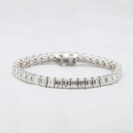 Platinum and Emerald Cut Diamond Bracelet - McTeigue Since 1895