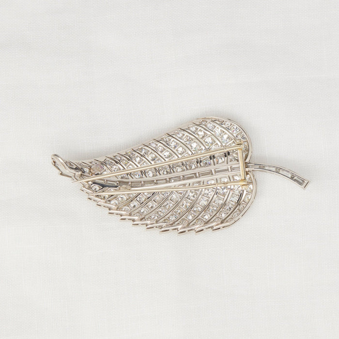 Platinum Diamond Leaf Pin - McTeigue Since 1895