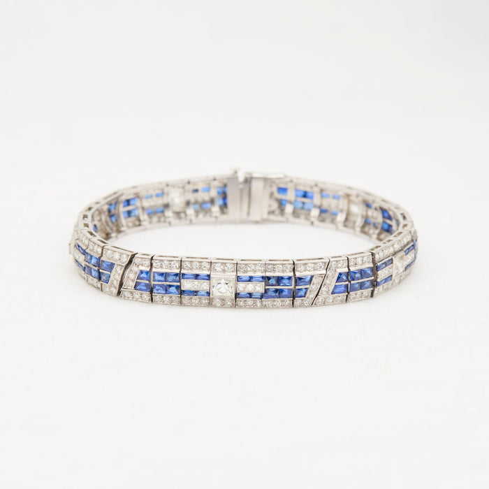 Platinum Diamond & Sapphire Bracelet - McTeigue Since 1895