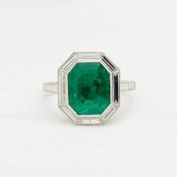 Platinum, Emerald and Diamond Ring - McTeigue Since 1895