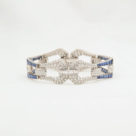 Platinum Sapphire & Diamond Deco Bracelet - McTeigue Since 1895