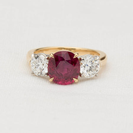 Ruby and Diamond Three Stone Ring - McTeigue Since 1895