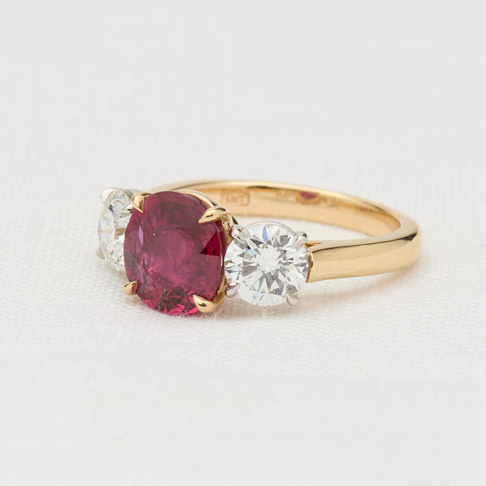 Ruby and Diamond Three Stone Ring - McTeigue Since 1895