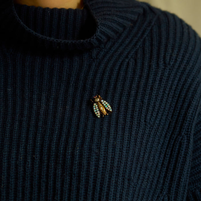 Sterling Silver and Yellow Gold Bee Brooch - McTeigue Since 1895