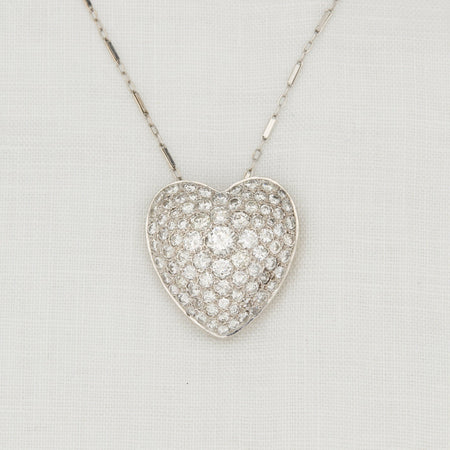 White Gold and Diamond Heart Necklace - McTeigue Since 1895