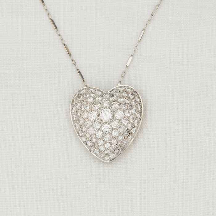 White Gold and Diamond Heart Necklace - McTeigue Since 1895