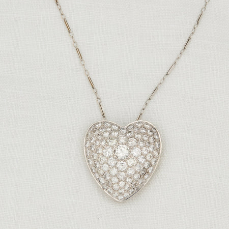 White Gold and Diamond Heart Necklace - McTeigue Since 1895