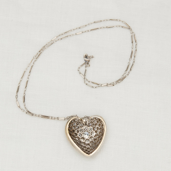 White Gold and Diamond Heart Necklace - McTeigue Since 1895