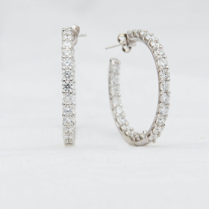 White Gold Diamond Hoop Earrings - McTeigue Since 1895