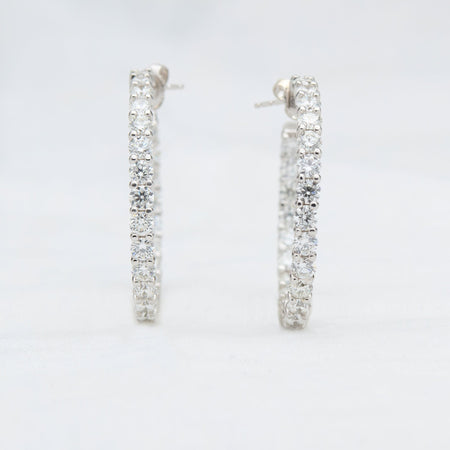 White Gold Diamond Hoop Earrings - McTeigue Since 1895