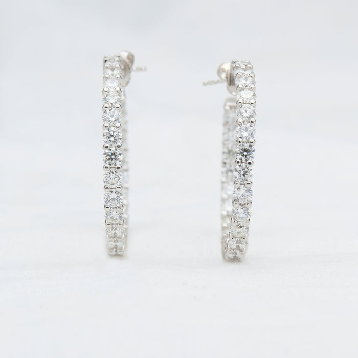 White Gold Diamond Hoop Earrings - McTeigue Since 1895