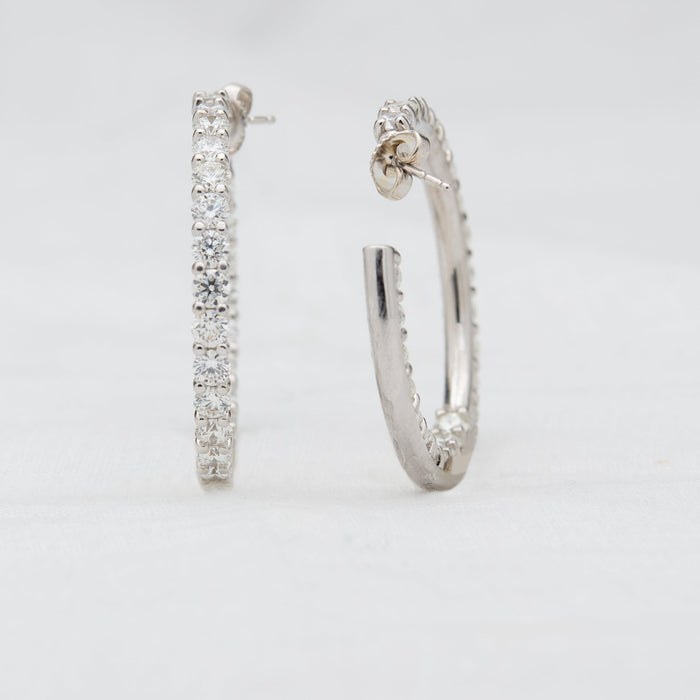 White Gold Diamond Hoop Earrings - McTeigue Since 1895