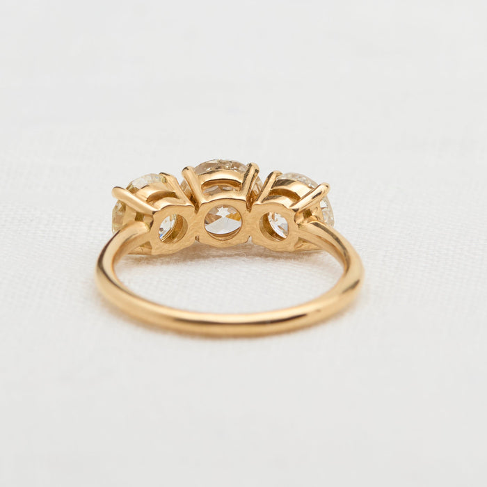 Yellow Gold 3 Old Mine Cut Diamond Ring - McTeigue Since 1895