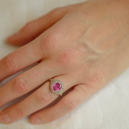 Yellow Gold Antique Pink Sapphire Ring - McTeigue Since 1895