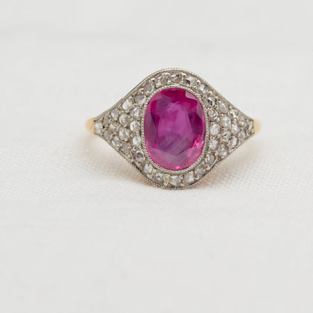 Yellow Gold Antique Pink Sapphire Ring - McTeigue Since 1895