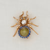 Yellow Gold, Diamond and Sapphire Spider Pin - McTeigue Since 1895