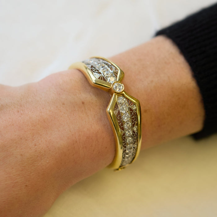 Yellow Gold Diamond Bangle - McTeigue Since 1895