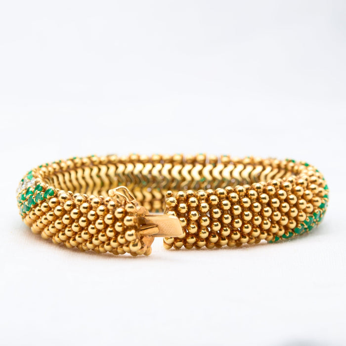 Yellow Gold, Emerald and Diamond Bracelet - McTeigue Since 1895