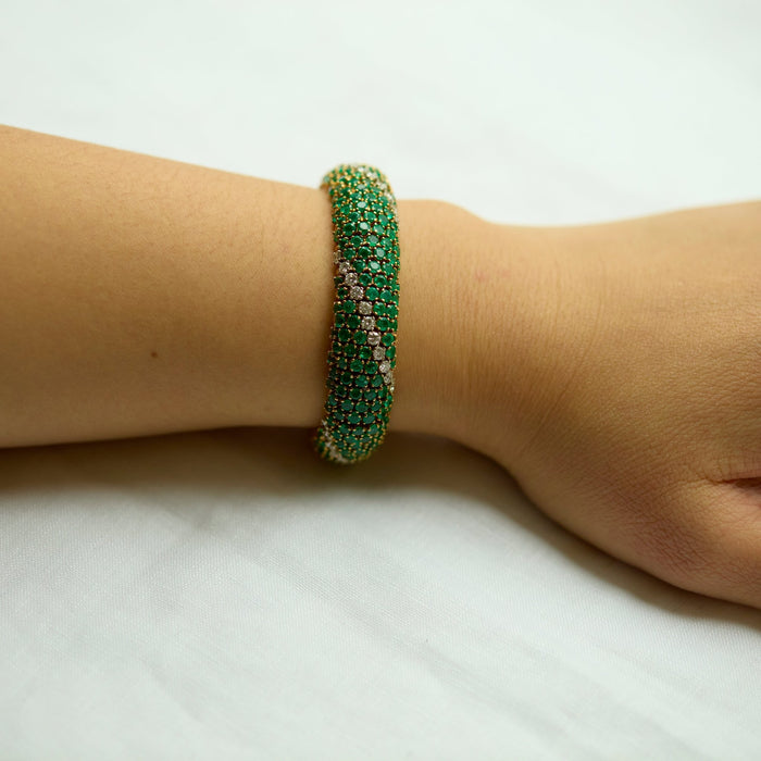 Yellow Gold, Emerald and Diamond Bracelet - McTeigue Since 1895