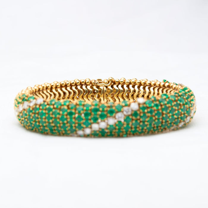 Yellow Gold, Emerald and Diamond Bracelet - McTeigue Since 1895