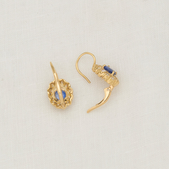 Yellow Gold, Sapphire and Diamond Earrings - McTeigue Since 1895