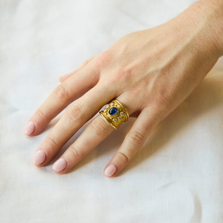 Yellow Gold Sapphire and Diamond Ring - McTeigue Since 1895