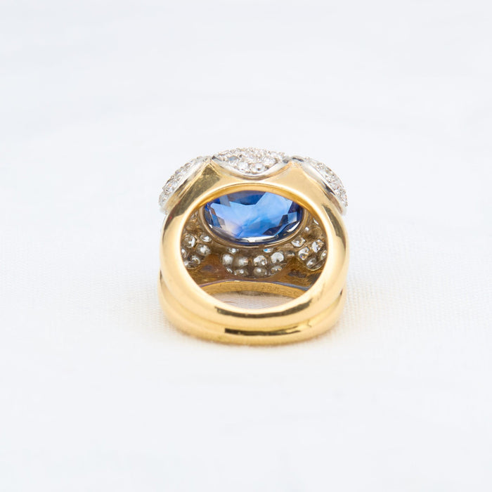 Yellow Gold, Sapphire and Pave Diamond Ring - McTeigue Since 1895