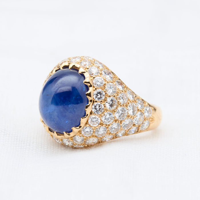 Yellow Gold Sapphire Cabochon Ring - McTeigue Since 1895